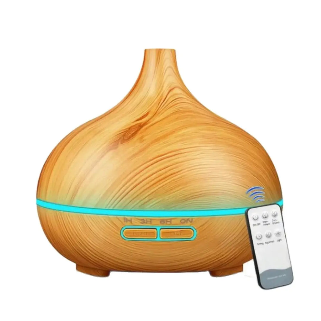 Air Humidifier Aromatherapy Essential Oil Diffuser 500ml Wood Grain Remote Control with 7 colour Lights for Home