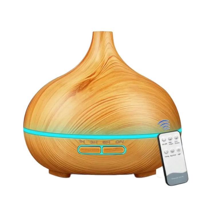Air Humidifier Aromatherapy Essential Oil Diffuser 500ml Wood Grain Remote Control with 7 colour Lights for Home