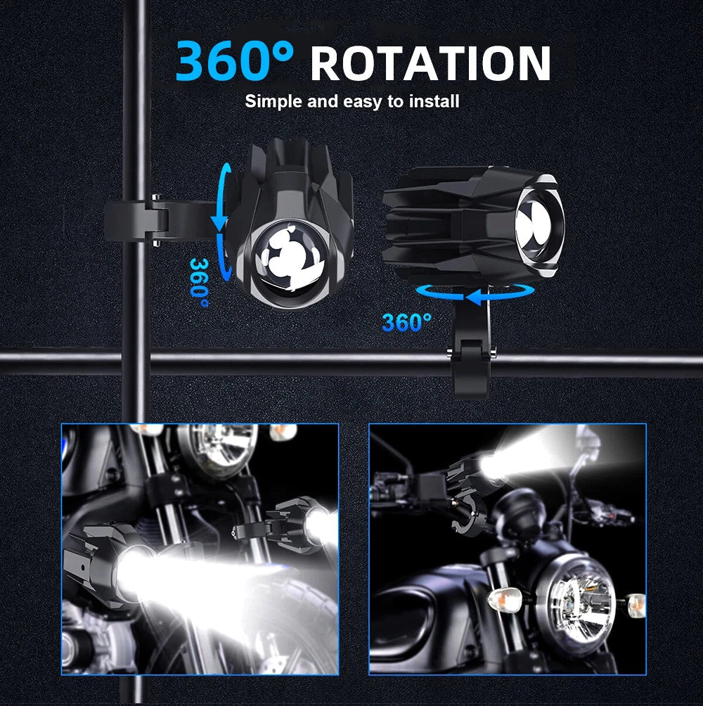 HAOLIDE LED Motorcycle Headlight 6000K – Auxiliary Fog Spot Light 3500K Strobe Off-Road Motorbike 2026