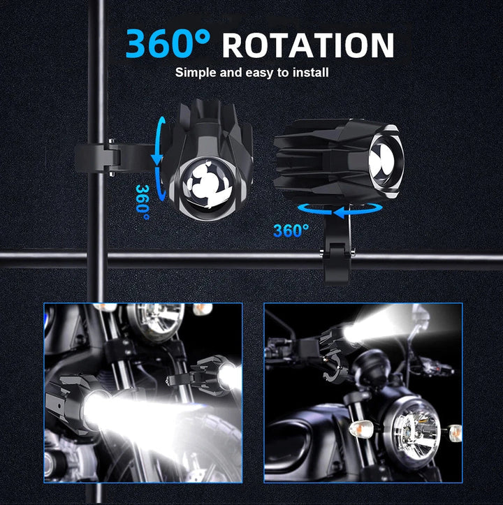 HAOLIDE LED Motorcycle Headlight 6000K – Auxiliary Fog Spot Light 3500K Strobe Off-Road Motorbike 2026