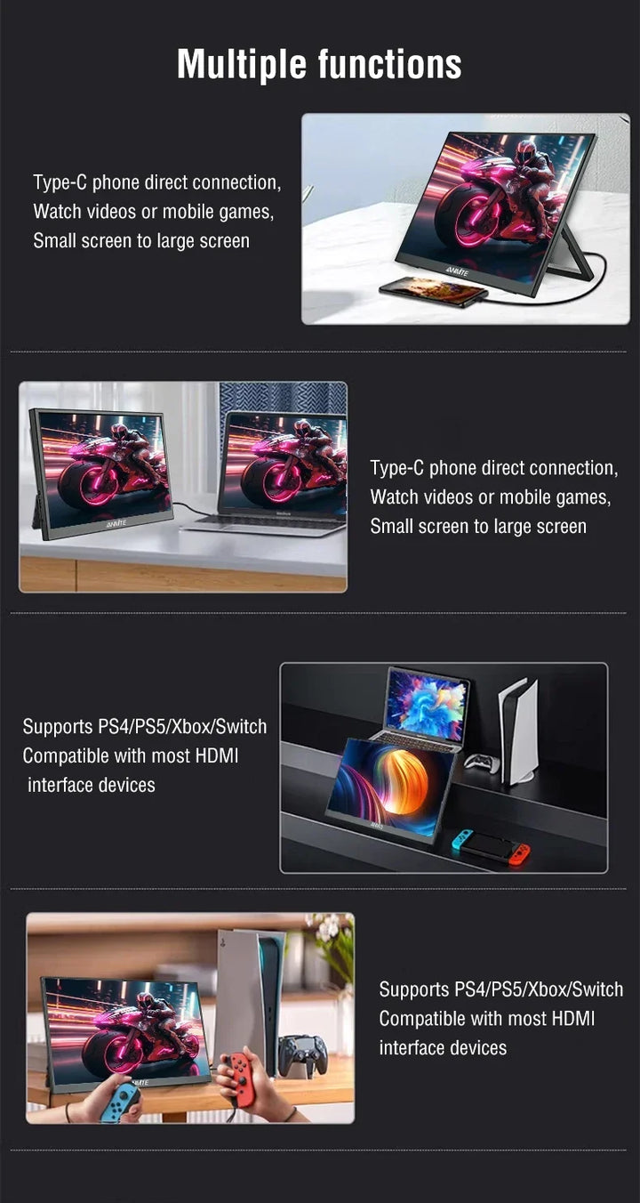 Portable 15.6 Inch Touch Monitor 1080p HDR Gaming On The Go