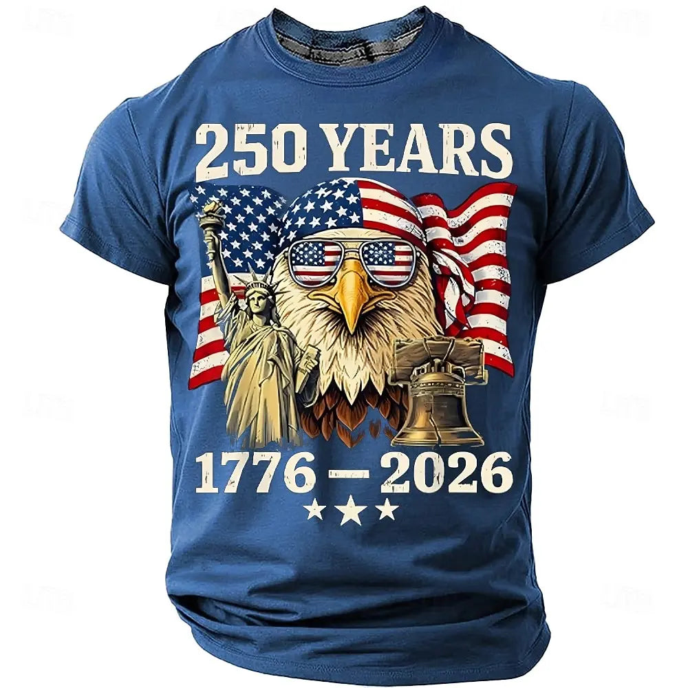 Soft unisex graphic tee - distressed flag print, 250-year design, durable cotton, casual everyday wear
