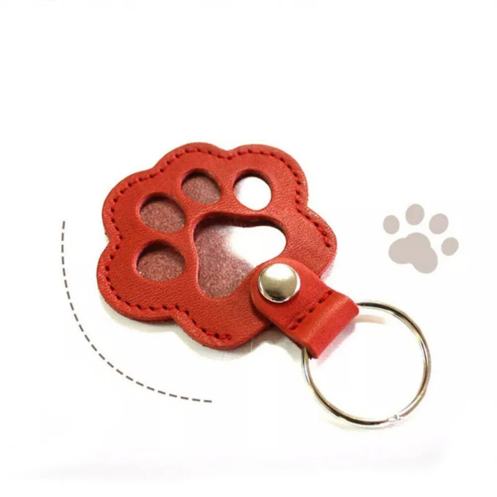 Pet Hair Keychain Paw Pendant PU Leather Hair Holder