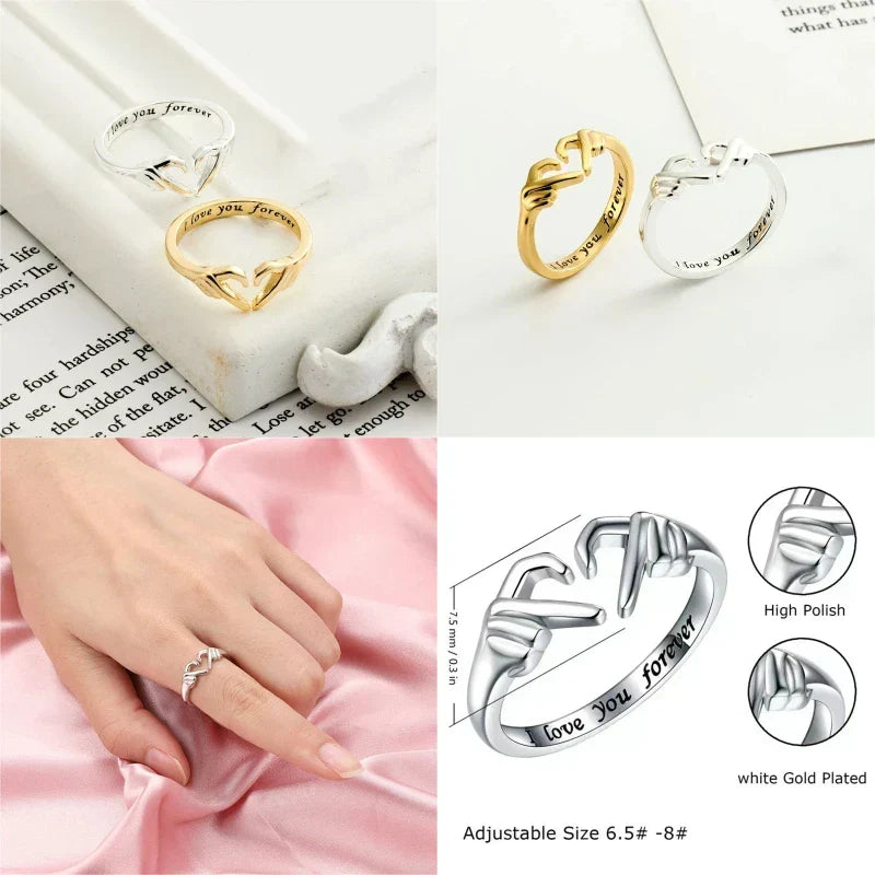 Heart Ring Hollow Double Layer Open Adjustable Ring Romantic jewellery Gift 2026 Valentine Gift Trend