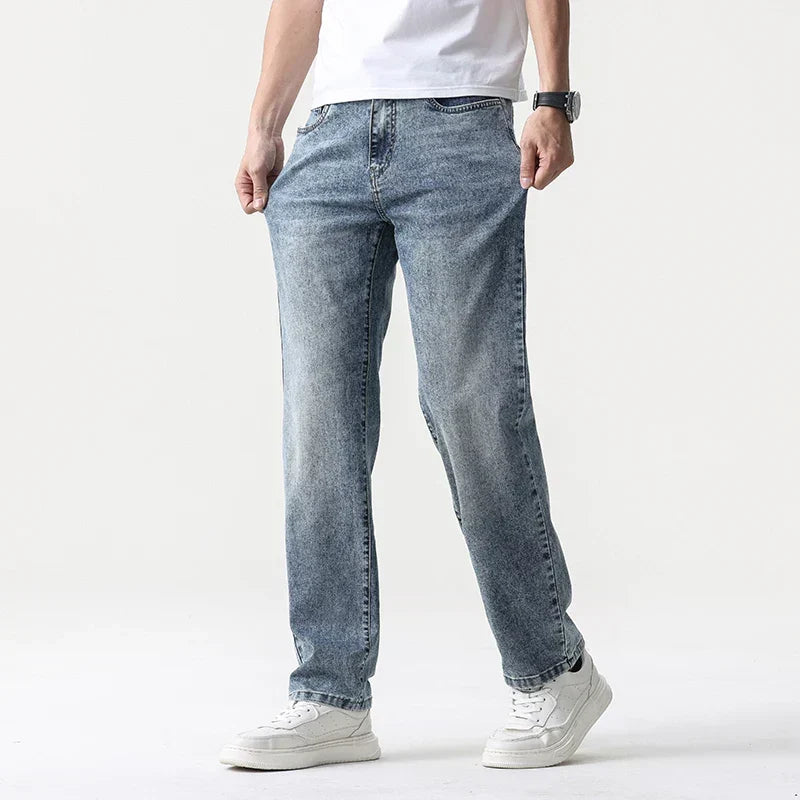Oversized Men’s Wide Leg Jeans - Straight Lyocell, Casual