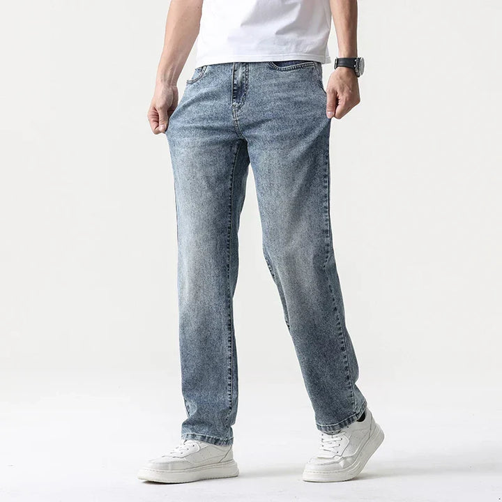Oversized Men’s Wide Leg Jeans - Straight Lyocell, Casual