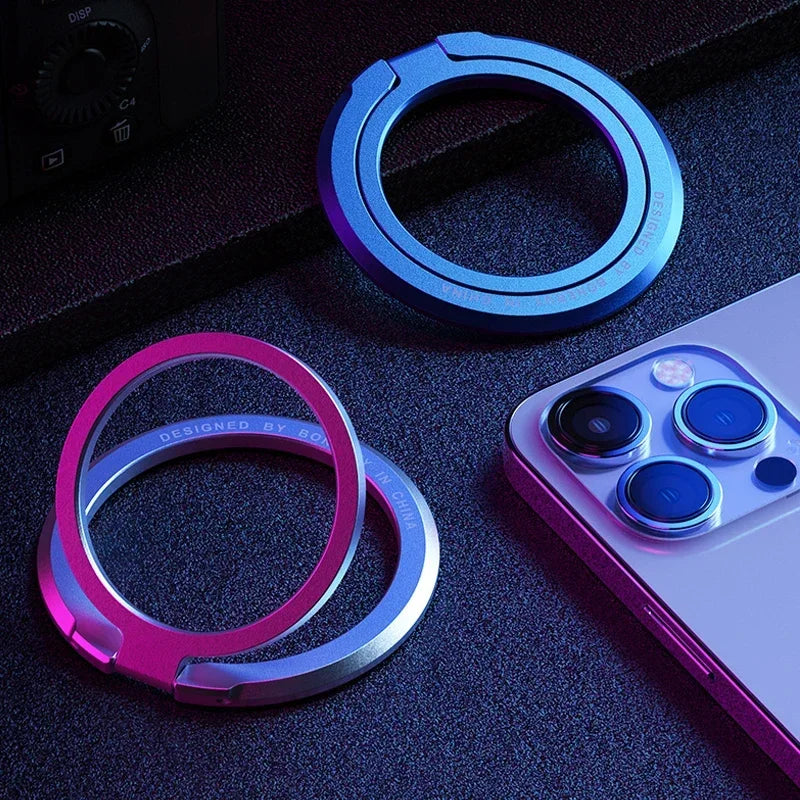 Magnetic iPhone Ring Holder - Foldable Grip Stand &amp; Accessories for Mobile Support