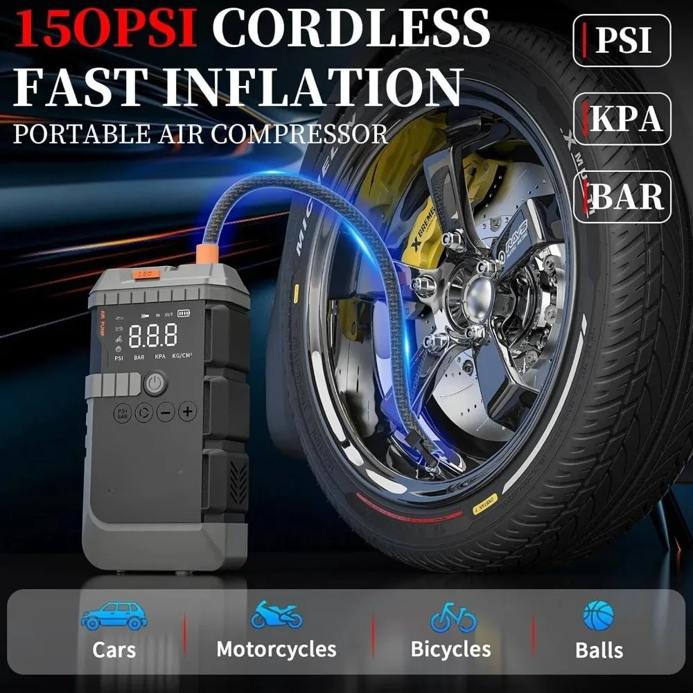 Car Jump Starter With Air Pump 3000A Peak Digital Tire Inflator 150 PSI Portable Power Bank Fall 2025