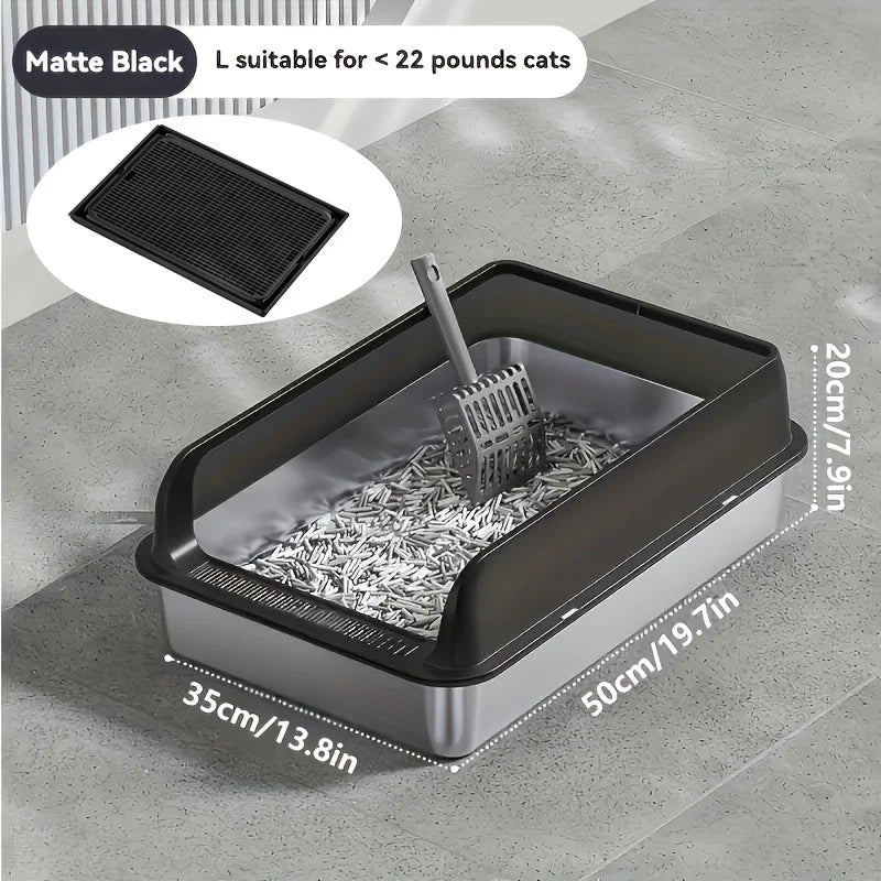 KEMORELA Extra Large Stainless Steel Cat Litter Box – Semi-Enclosed Leak-Proof High-Sided with Mat 2026