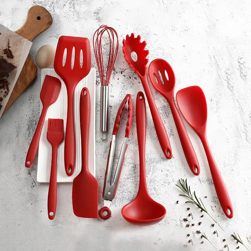 10 PCS Silicone Cookware Set Kitchen Tools Nonstick Baking Utensils