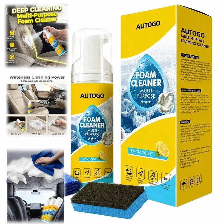 Foam Cleaner 4-In-1 Enzyme 150ml All-Purpose Cleaning Spray Spring 2026 No Rinse Car Interior and Kitchen Lemon Scent