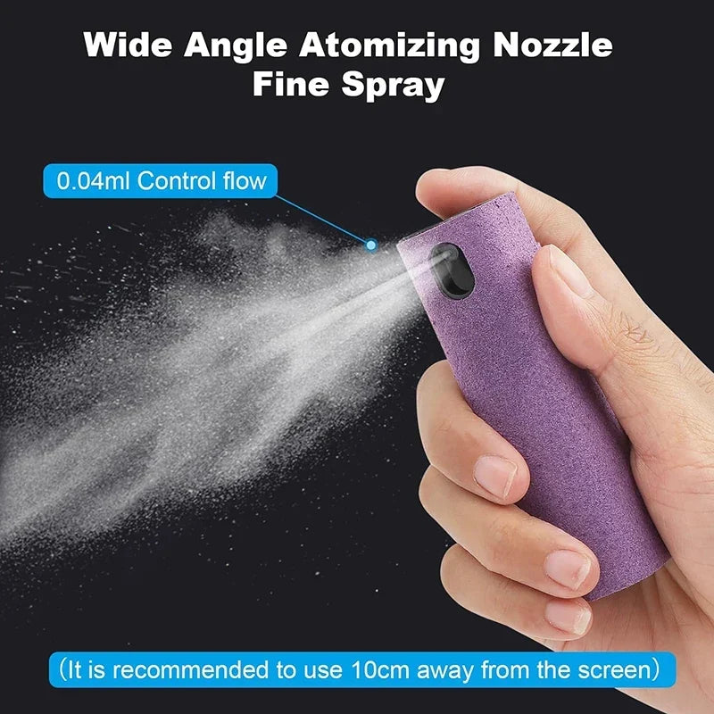 Microfiber Screen Cleaner Spray Set with Cloth &amp; Brush for Smartphones, Tablets, Laptops