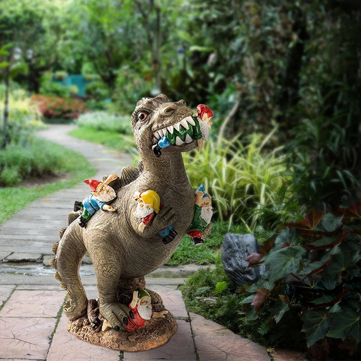 Dinosaur Statue 17cm Resin Garden Figurine - Humorous Fantasy Sculpture for Outdoor Decor, TikTok Viral Fall 2026 Gift