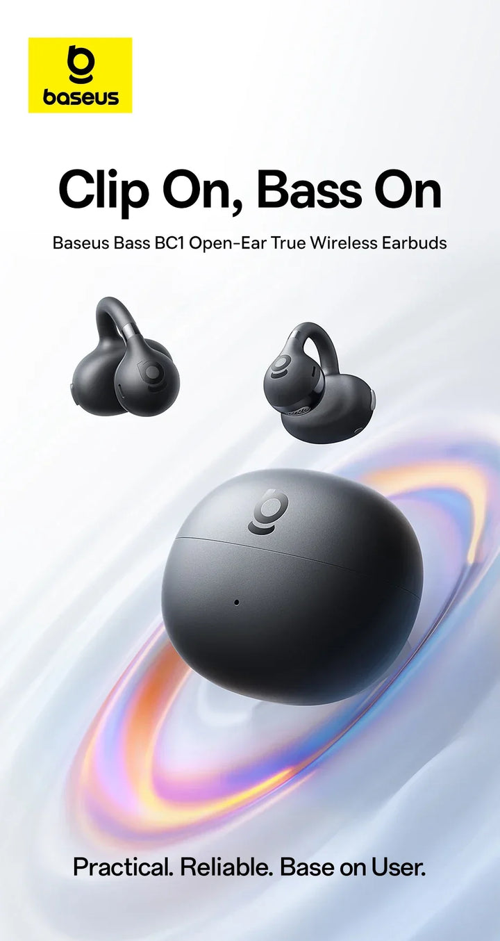 Baseus BC1 Open-Ear Clip Earbuds Bluetooth 6.0 – 4-Mic Noise Cancellation Super Bass IP55 Sports 2026