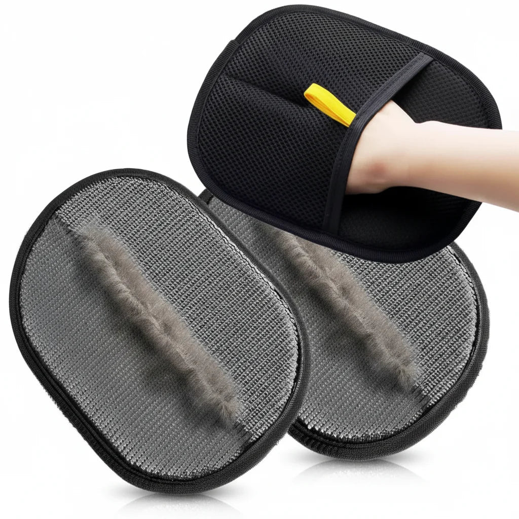 Double-Sided Pet Grooming Glove – Removes Hair from Furniture and Coat, Cats and Dogs
