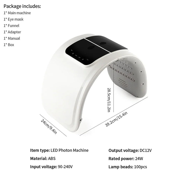 7-colour LED Photon Face Mask &amp; Nano Spray Machine - Skin Rejuvenation Anti-Aging Home Therapy