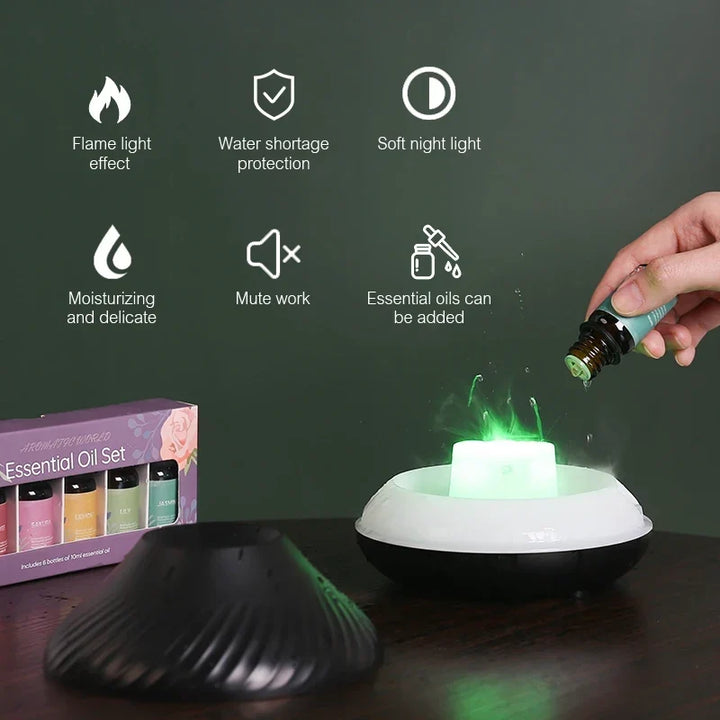 Volcanic Aroma Diffuser Essential Oil Lamp 130ml USB Humidifier with colour Flame Night Light