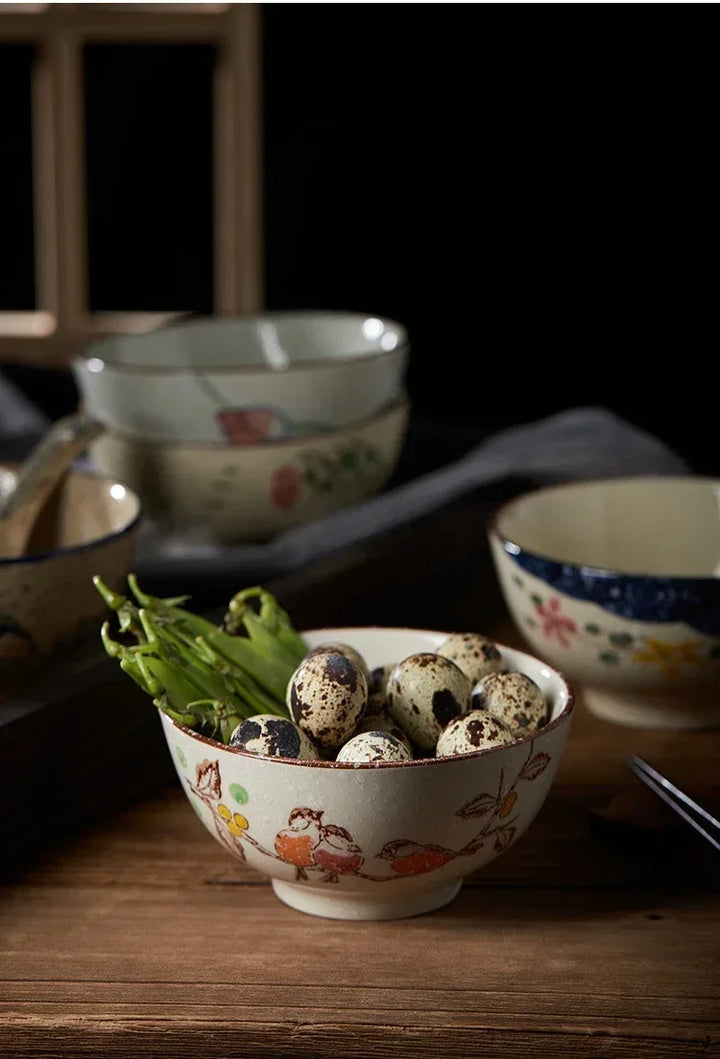 Ceramic 4.5 Inch Japanese Rice Bowl Retro Home Tableware