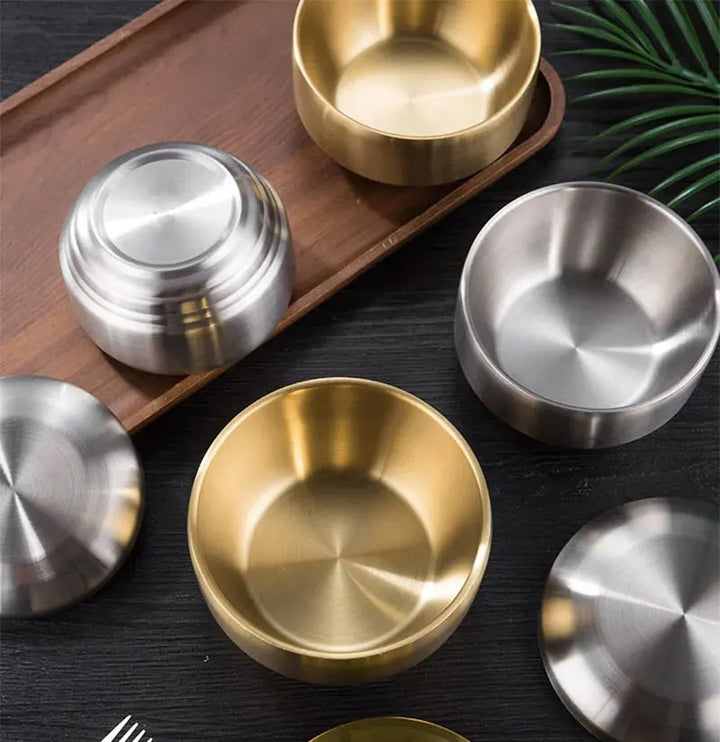 Stainless Steel Double Layer Rice Bowl With Lid Insulated