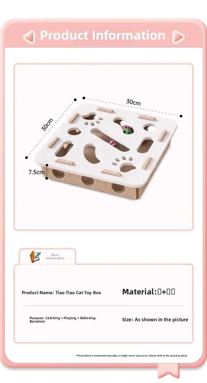 Cat Puzzle Toy Box With Ball Suede Felt Indoor Cat Exercise Entertainment Eco Friendly Gift 2026 TikTok Viral