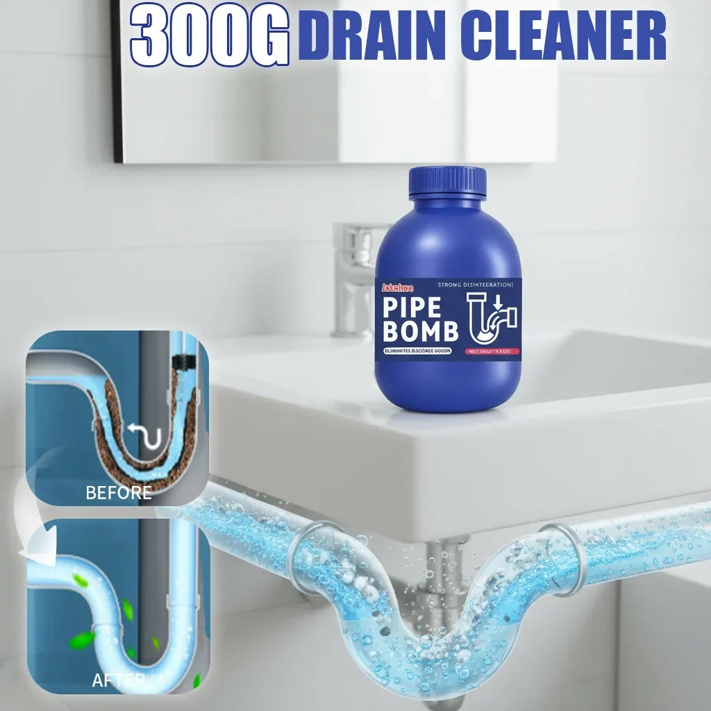 Drain Cleaner Powder 300g Fast Acting Pipe Unblocker For Hair Grease And Food Waste Septic Safe Odor Eliminator
