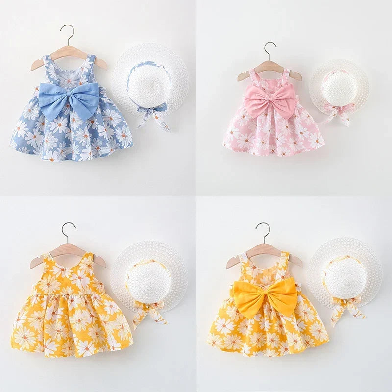 Soft baby girl dress – floral a-line, flowy cotton-polyester, for summer beach party