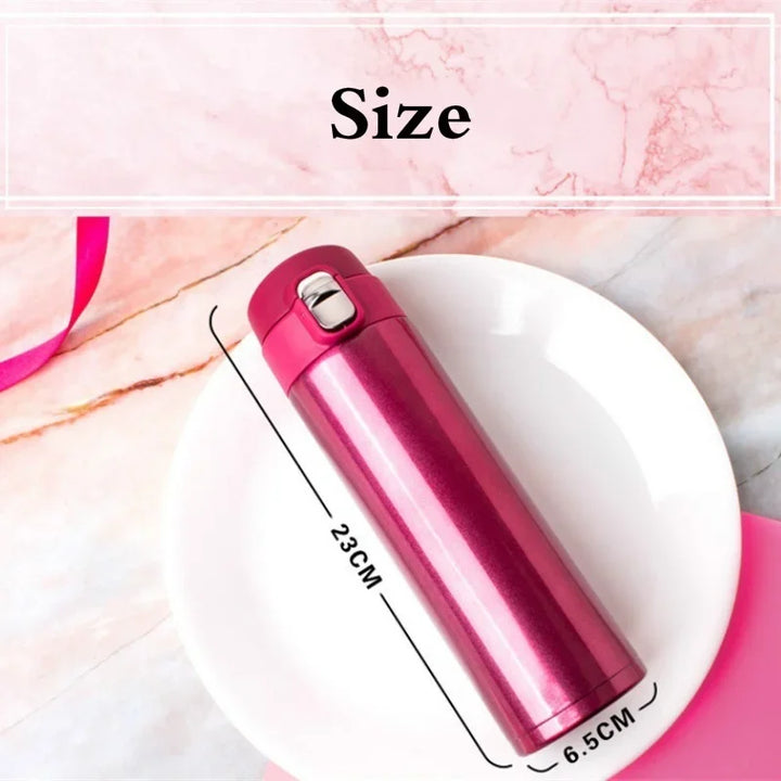 500ml Stainless Steel Vacuum Flask - Bouncing Cover Thermo Mug for Coffee, Tea, Milk, Travel Use