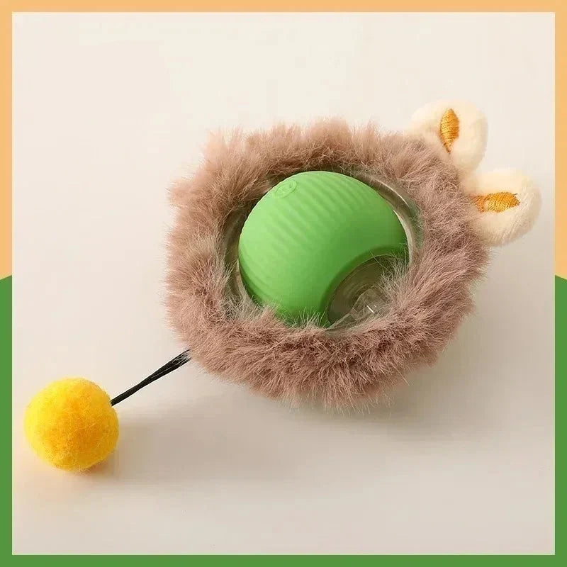 Plush Cat Interactive Ball Toy Automatic Rolling Ball - Rechargeable Smart Electric Toy for Cats and Dogs