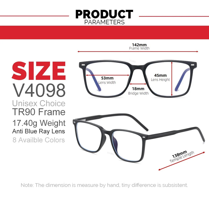Blue Light Blocking Glasses – Square Frame TR90 Lightweight Eyewear, Back to School 2026 Trend, Anti Blue Light for Computer Use