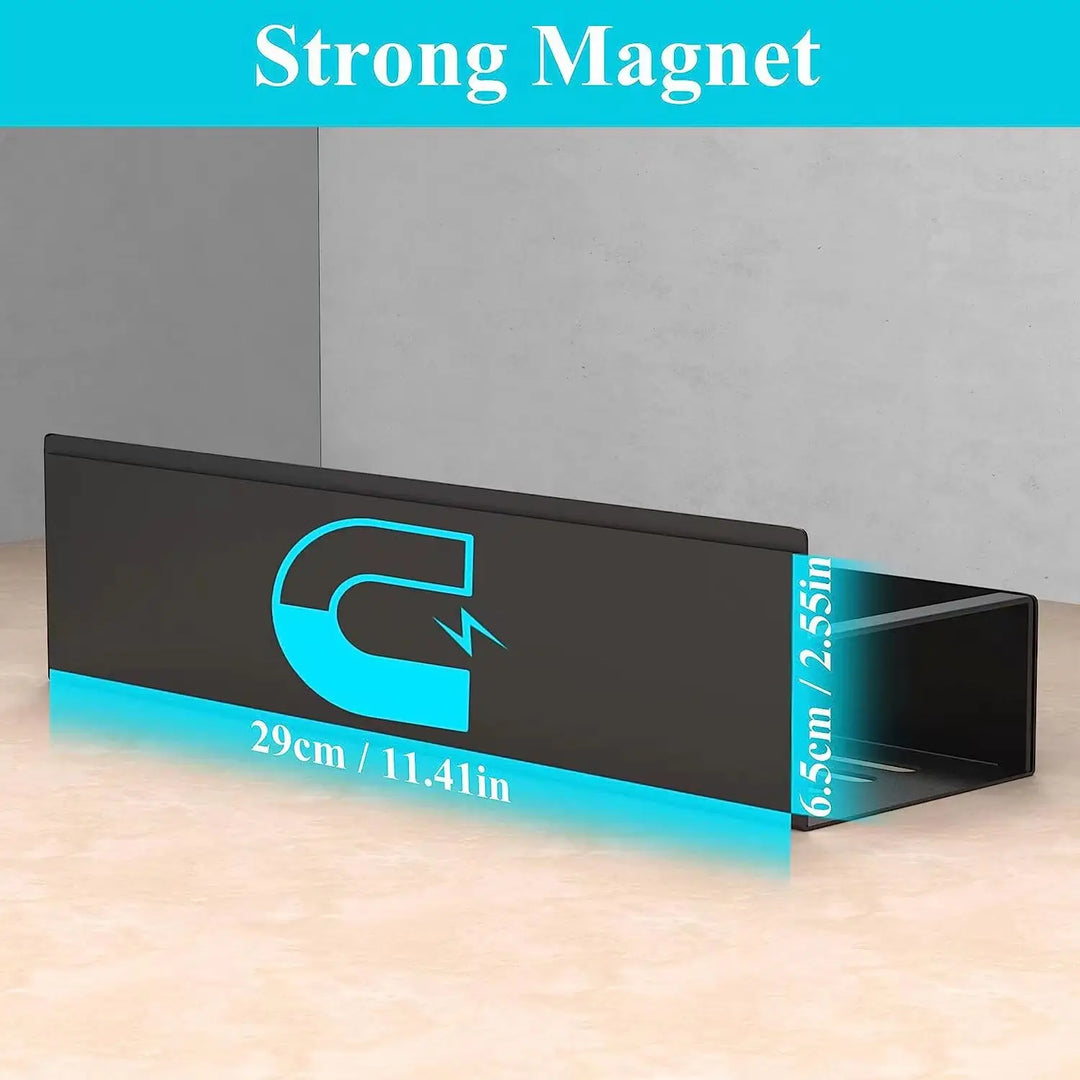 Magnetic Spice Storage Rack - Home Organizers for Refrigerator, Black Iron Kitchen Shelf