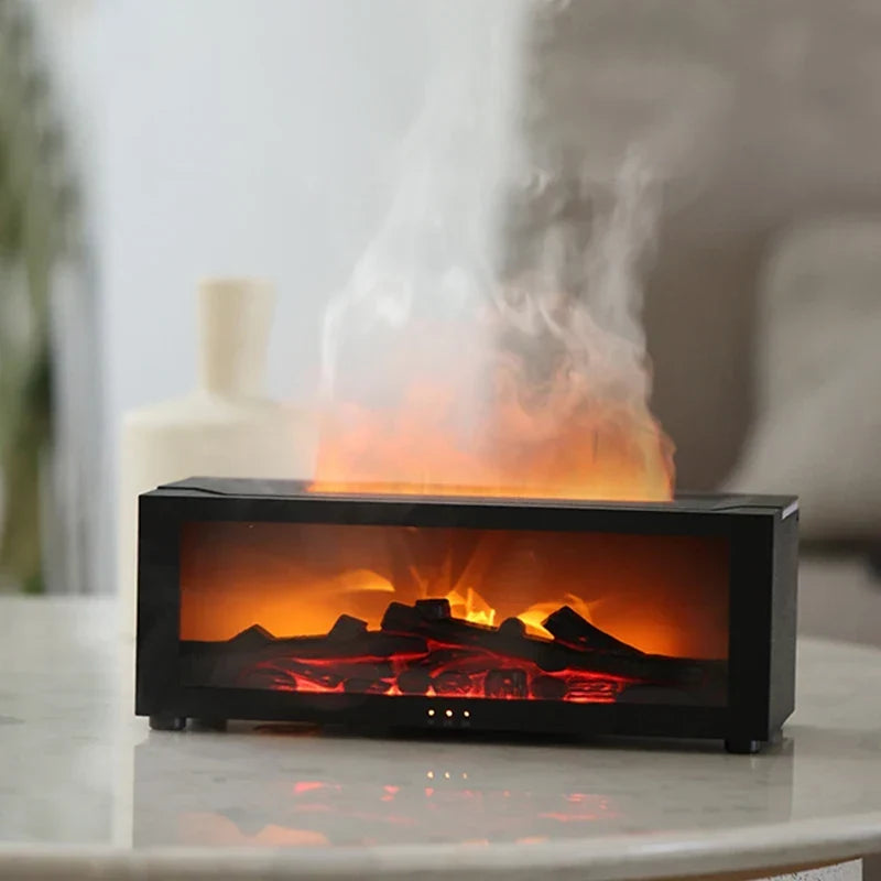 Creative Fireplace Air Humidifier Diffuser with LED Light Remote Control for Home Gift