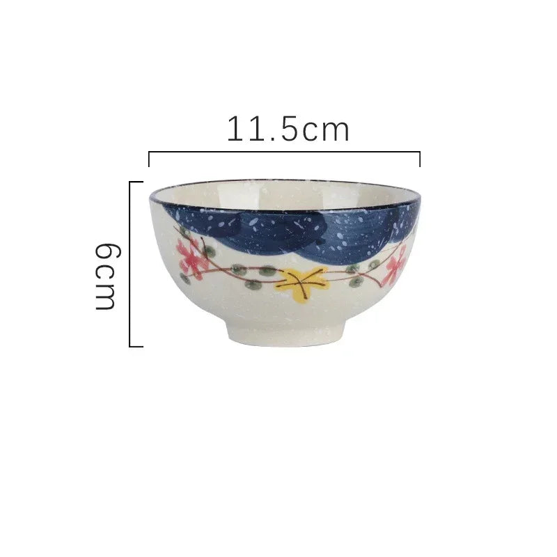 Ceramic 4.5 Inch Japanese Rice Bowl Retro Home Tableware