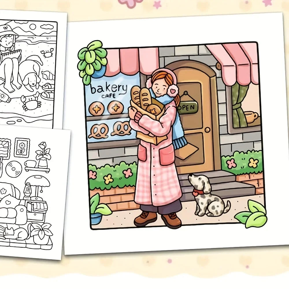 colouring Book For Adults And Teens Cozy Warm Space Theme Fall 2025 Relaxation Gift For Solo Leisure