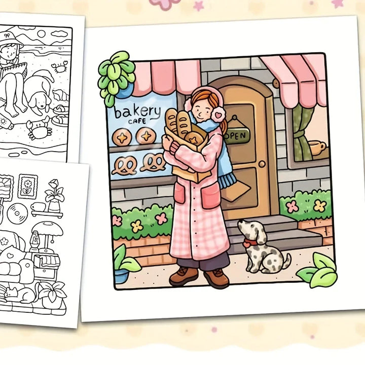 colouring Book For Adults And Teens Cozy Warm Space Theme Fall 2025 Relaxation Gift For Solo Leisure