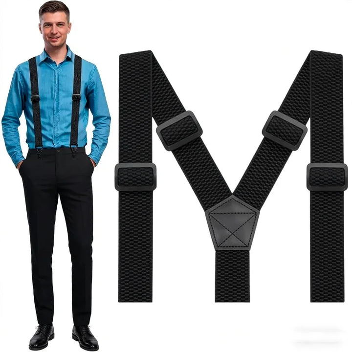Suspenders Black 3.8cm Wide Y-Back Elastic Work Braces Fall 2026 With Plastic Gripper Clasps