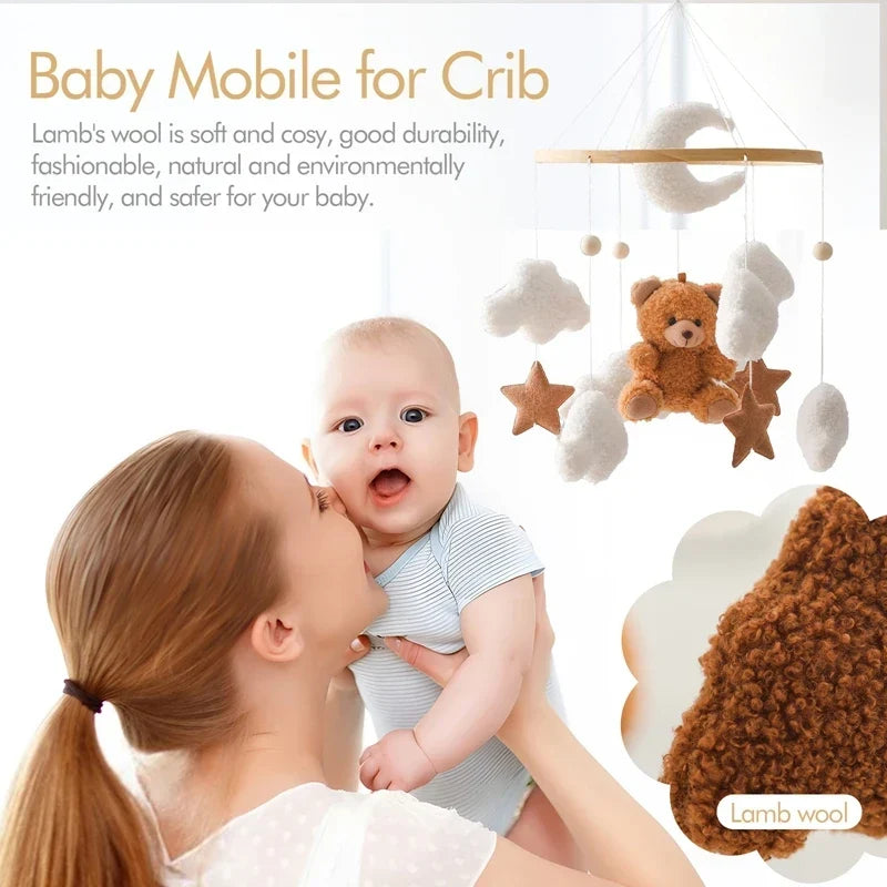 Baby Crib Mobile Wooden Nursery Newborn Sensory Toys