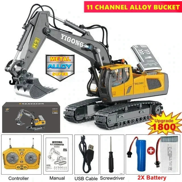 Remote Control Excavator Toy 4WD Construction Vehicle Battery Included Kids Gift Fall 2025