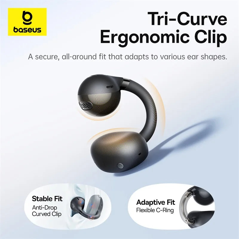 Baseus BC1 Open-Ear Clip Earbuds Bluetooth 6.0 – 4-Mic Noise Cancellation Super Bass IP55 Sports 2026