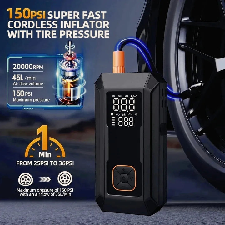 Car Jump Starter All-In-One Air Pump Tire Inflator Portable Power Bank LED Light Fall 2025