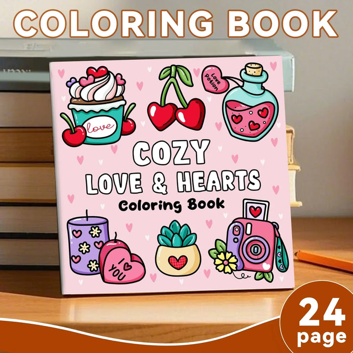 colouring Book Adult Doodles Cozy Hearts Theme Fall 2025 Stress Relief Gift Idea