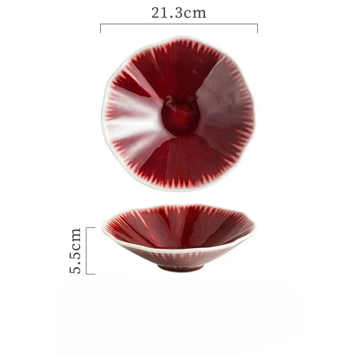 Japanese Ceramic Noodle Bowl Lotus Pattern Salad Bowl