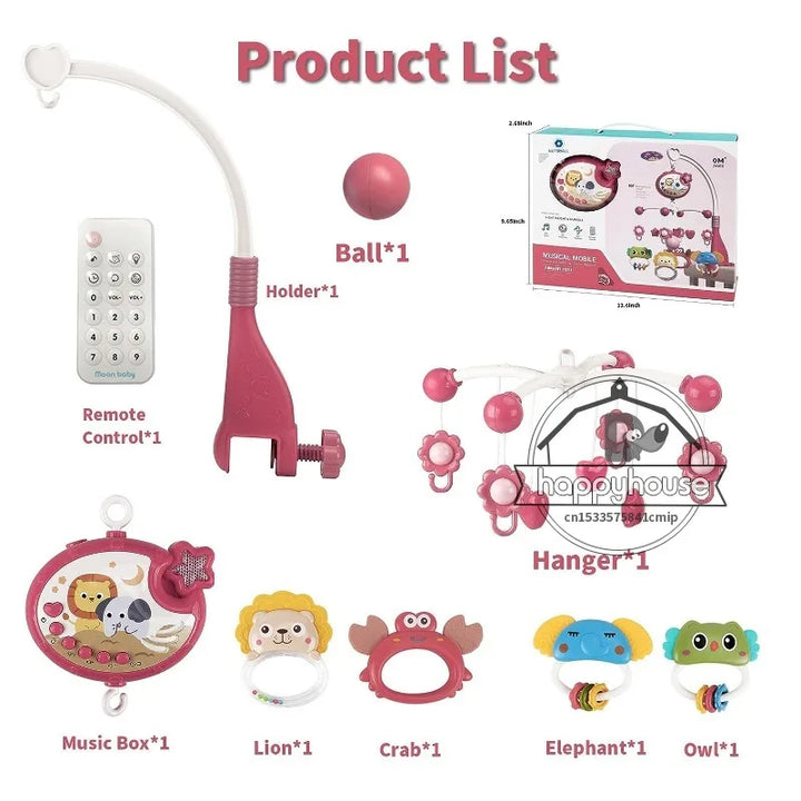Crib Mobile Remote Music Light Newborn Sensory Toys