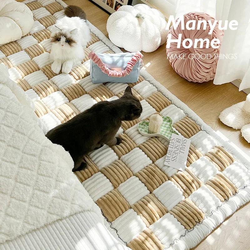 Garden Protective Couch Cover Thicken Plush Sofa Mat Anti-Slip Washable for Pets