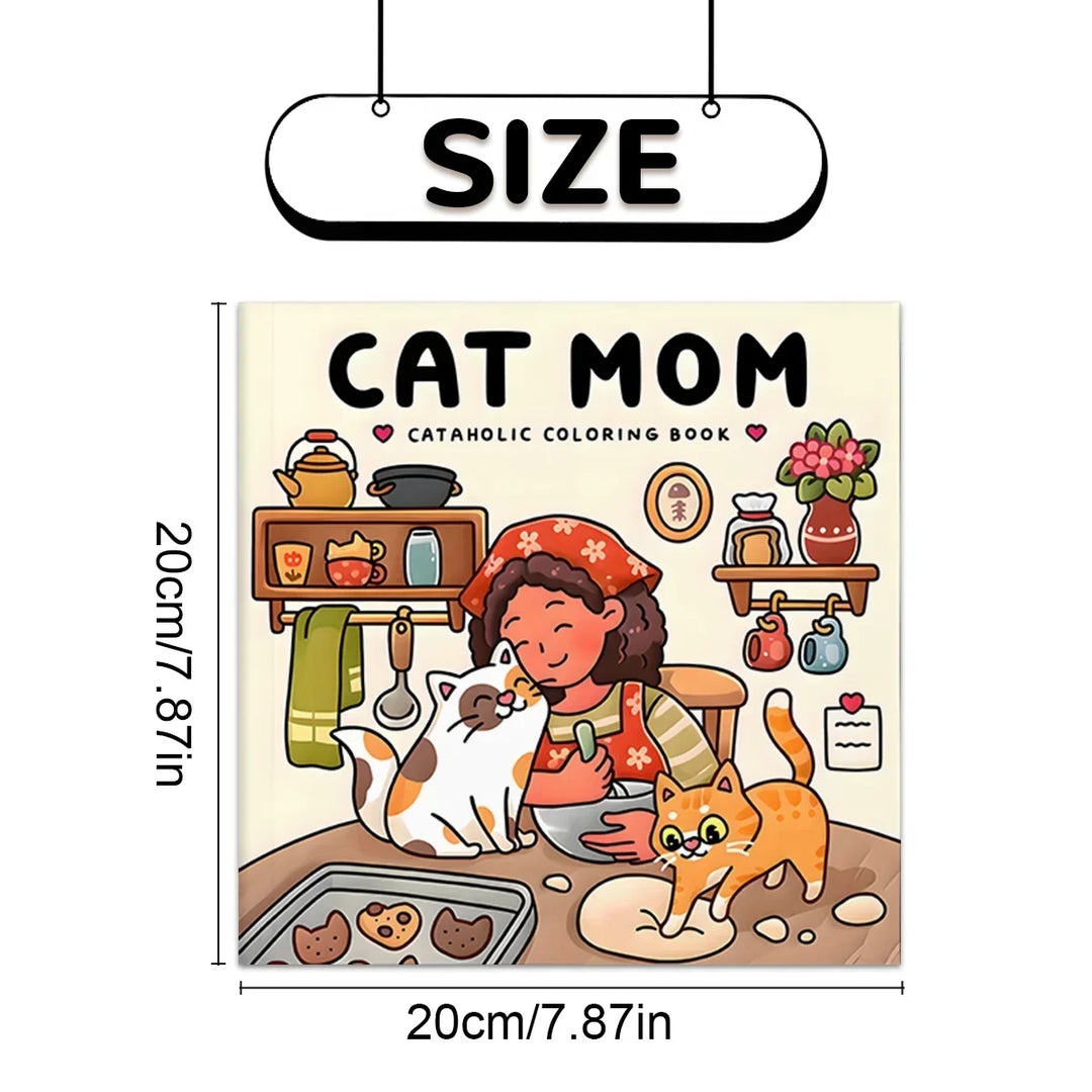 colouring Book 24-Page Cat Family Life Scenes Relaxation Easter Gift Idea For Stress Relief