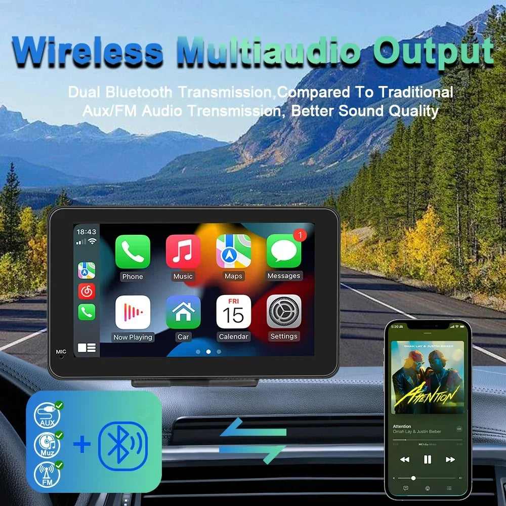 Car Stereo 7-Inch IPS Touchscreen With CarPlay Android Auto, GPS Navigation, WiFi, Rear View Camera