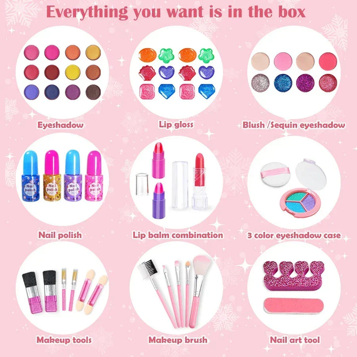 Kids Makeup Kit Toy Set Washable Pretend Play Makeup Back To School 2025 Gift Idea