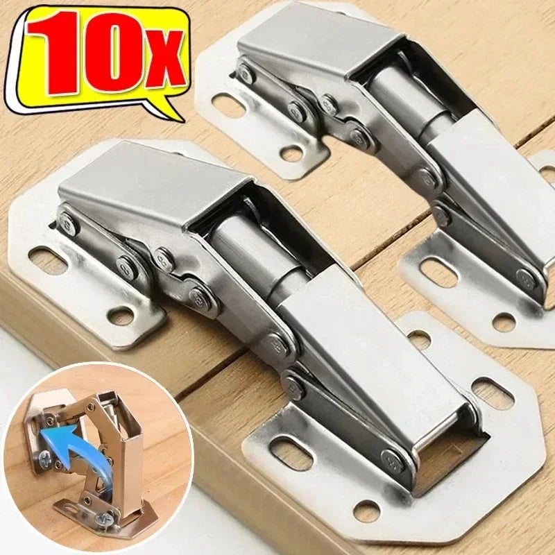 Stainless Steel Cabinet Hinges 90 Degree No-Drilling for Kitchen Furniture 10PCS