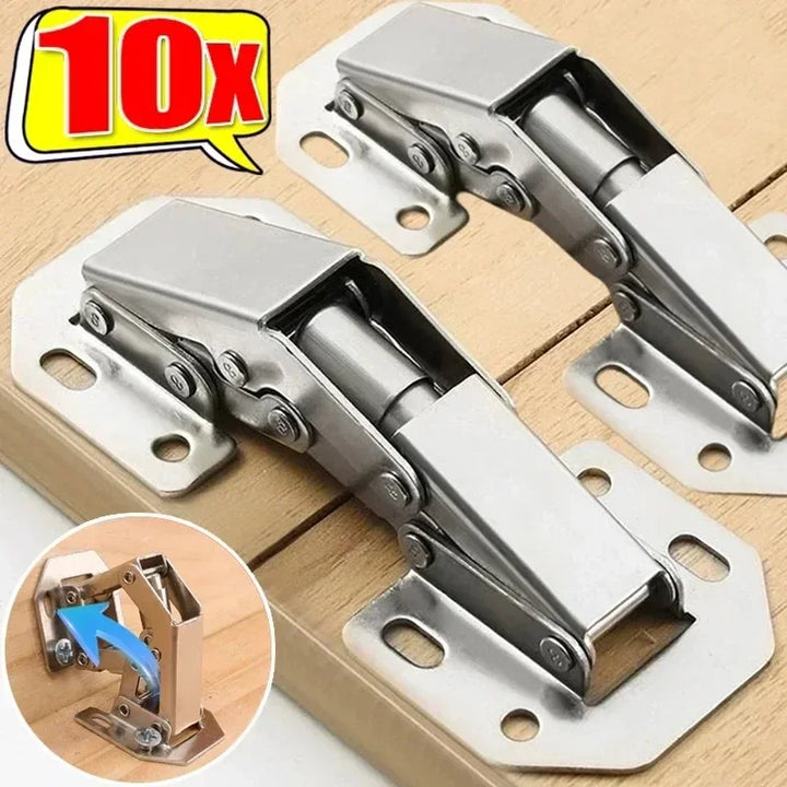 Stainless Steel Cabinet Hinges 90 Degree No-Drilling for Kitchen Furniture 10PCS