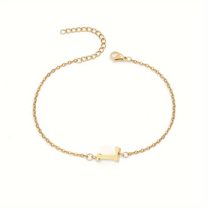 Initial Letter Bead Bracelet Thin Chain Minimalist Elegant