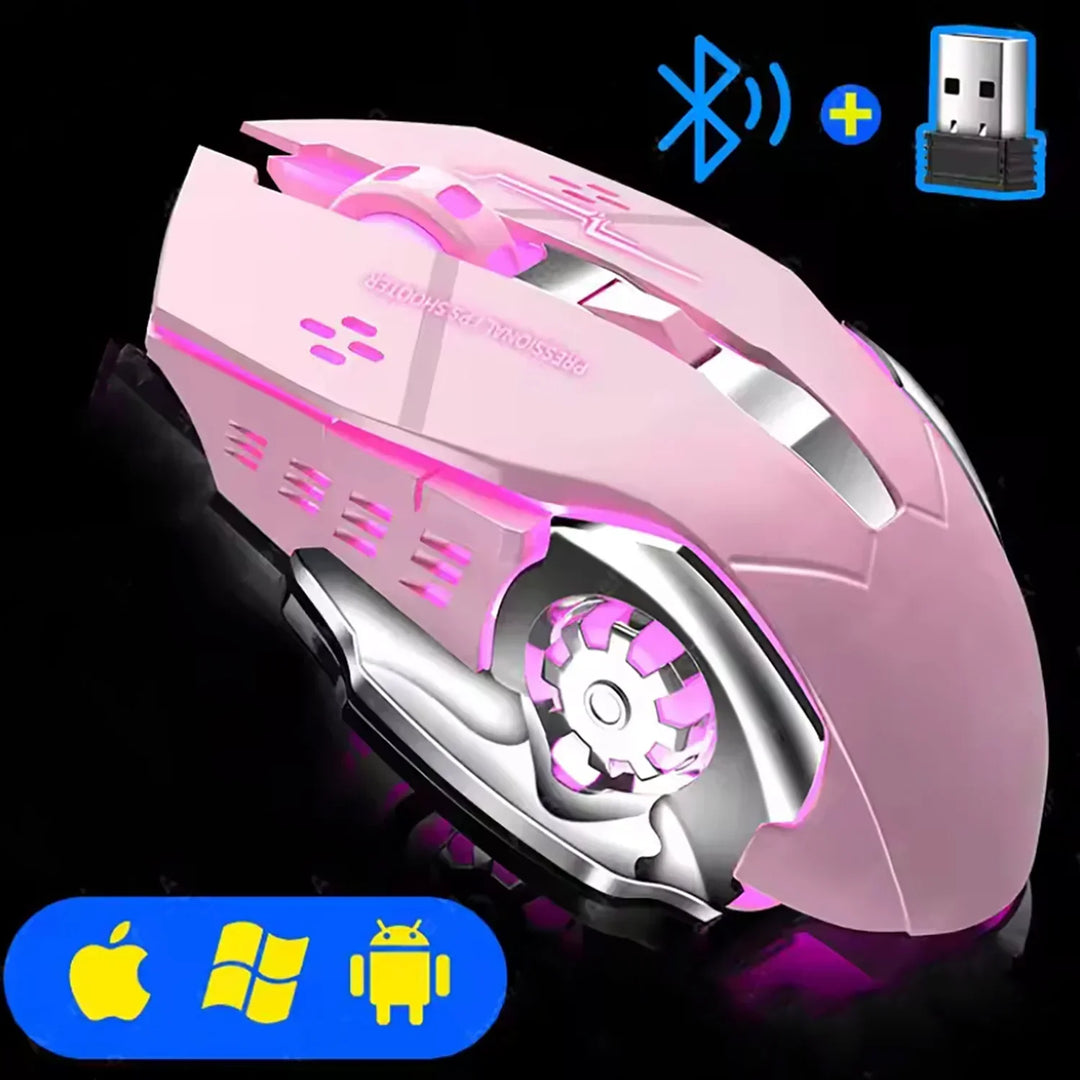 Wireless Rechargeable Gaming Mouse Bluetooth Silent Backlit
